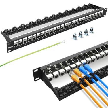 Imagem de Enmane Painel De Conexão 24 Portas Cat6 Keystone Rj45 Com Gerenciamento Inteligente Cabos (Sem Necessidade Abraçadeira) Para Montagem Em Rack 19 Polegadas (Blindado)