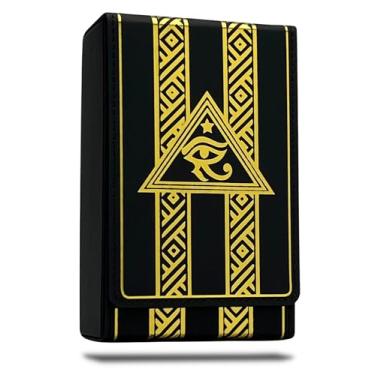 Imagem de Luck Lab Estojo/Suporte De Couro Para Cartas Tarô - Preto Adequado A Maioria Das Tamanho Padrão (Serve Baralho Com Caixa Medindo 4,875 X 2,875 1,25) Design Olho Hórus (Preto E Dourado)