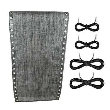 Imagem de Fenteer Pano de reparo para cadeira dobrável, substituição universal de malha com kit de cordões elásticos para cadeiras de piscina, pátios e poltronas, Cinza
