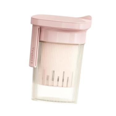 Imagem de WeiLaiKeQi Filtro de iogurte, copo coador de alimentos portátil para leite, iogurte, utensílios de cozinha laváveis ​​com malha fina, filtragem de pressão, Rosa