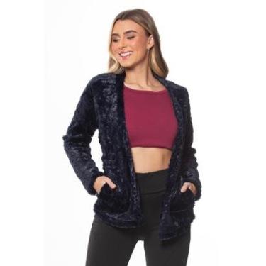 Imagem de Casaco Teddy Aveludado Zipituka 1957 Azul Marinho-Feminino