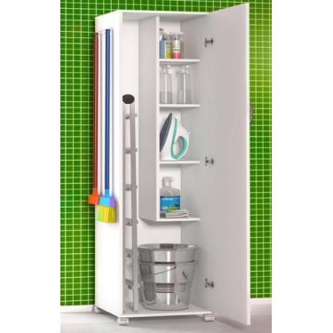 Imagem de Armário Branco De 1 Porta Multiuso Alto 4 Rodinhas - Click