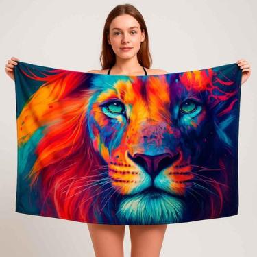Imagem de Canga/Pareô Sublimado Leão Neon 1,00x1,50m - Fera Print - Sublimatex