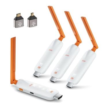 Imagem de TIMBOOTECH Receptores e transmissor HDMI 3 sem fio com telas de LED, até 6 RXs, saída HD 4K/1080P, 5,8 GHz, divisor HDMI sem fio para laptop/câmera/caixa de cabos para várias telas 165FT/50M