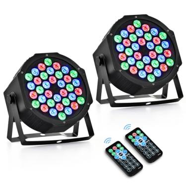 Imagem de CO-Z Luzes De Palco 36 Rgb Led Par Com Controle Remoto Ativado Por Som, Iluminação Para Dj, Eventos, Casamentos, Festas, Bar, Clube, Musical, Pacote 2