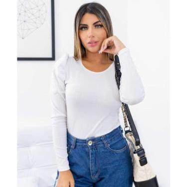 Imagem de Blusa manga longa princesa bufante malha canelada - Filó Modas, p, Bra