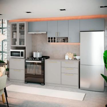 Imagem de Cozinha Completa Itatiaia Essence 350cm com Vidro em Madeira Fendi/Gris