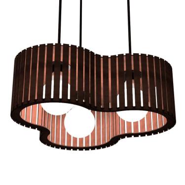 Imagem de Luminária Pendente Crepusculo Modelo Ripado - Marrom
