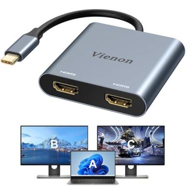 Imagem de VIENON - Adaptador USB C para HDMI duplo de 4 K a 60 Hz, divisor tipo C para HDMI para 2 monitores, (Thunderbolt 3/4) USB C para Dual HDMI Hub Estender visualização para MacBook Air/Pro, Dell XPS