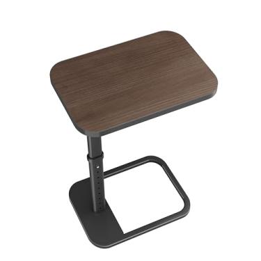 Imagem de Kitstorack Bandeja de TV, altura ajustável e cantos de metal arredondados, mesa de lanche para sofá, cama, cadeira, sala de estar, mesa lateral em forma de C para comer, jantar ou laptop, espaços