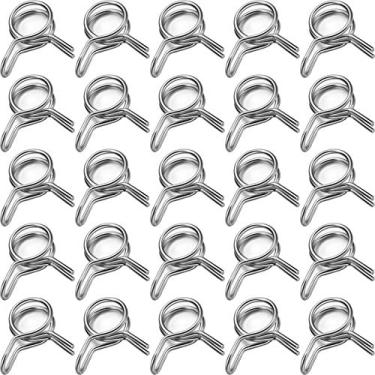 Imagem de 200 peças de braçadeira de mangueira de irrigação braçadeiras de mangueira de jardim clipes de tubo de mangueira de aço inoxidável grampos de tubos de irrigação à prova de vazamento para tubos de irrigação de jardim