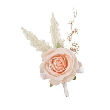 Imagem de Generic Boutonnieres de rosas para homens, noivos, padrinhos, rosa empoeirado, boutonnieres de convidados, noivo e homem, para festa, casamento