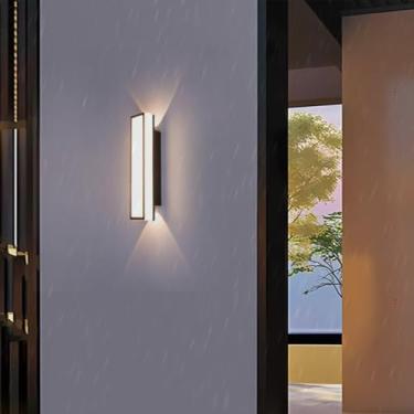 Imagem de Arandela de parede LED moderna para uso externo, lâmpadas de parede longas pretas IP65 à prova d'água, metal, alumínio, jardim, iluminação interna, externa, para sala de estar, pátio, corredor, vila