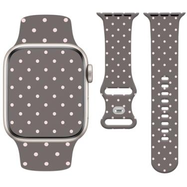 Imagem de Watbro Pulseira moderna de relógio estética de bolinhas compatível com Apple Watch de 38 mm, 40 mm, 41 mm, 42 mm, 44 mm, 45 mm, 49 mm, feminina, masculina, design fofo de silicone macio para Apple