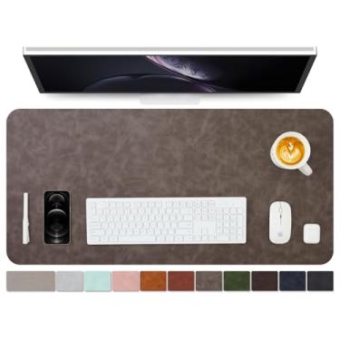 Imagem de Tapete de mesa de couro envelhecido - Almofada de mesa de poliuretano antiderrapante para escritório e casa - Organização de mesa e acessórios - Ideal para mouse pad grande e tapetes de mesa em cima