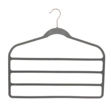 Imagem de Kit 10 Cabides Veludo Cinza com gancho Rosê para 4 calças - Arboretho