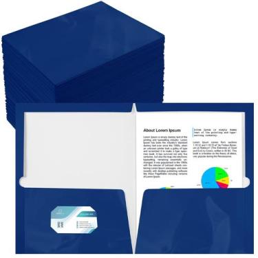 Imagem de Pasta Yeeqee 125, pacote com 2 bolsos, papel azul laminado brilhante -