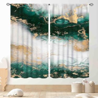 Imagem de Cortinas de mármore verde, abstrato, verde-esmeralda, dourada, glitter, estampada, estética, exclusiva, moderna, luxuosa, tratamentos de janela, cortinas para quarto, sala de estar, banheiro, cozinha