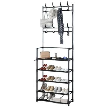 Imagem de Arara de Roupas Cabideiro Sapateira Rack Organizador Multiuso Prateleira Guarda Roupa Portátil(Arara Cabideiro 10kg)