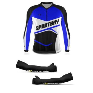 Imagem de Camisa Bike Sportbay Oficial Manga Longa + Manguito - PRO TORK, Azul, 