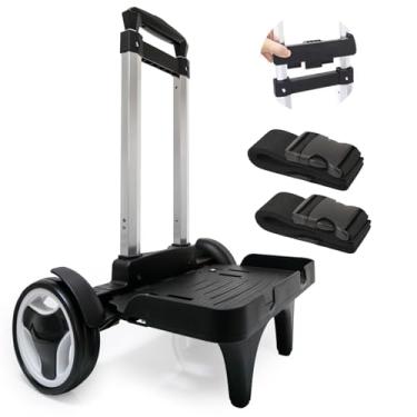 Imagem de Carrinho de mochila com rodas para subir escadas – estrutura de alumínio dobrável, alça ajustável e capacidade de 35 kg – rodas grandes silenciosas com proteção de borda – preto – serve para bolsas de