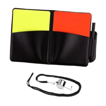 Imagem de simhoa Conjunto de cartões de árbitro de futebol, ferramentas de árbitro, jogos com caderno de papel de registro, cartões amarelos e vermelhos de futebol