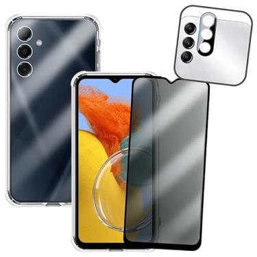 Imagem de Kit Capa Anti Impacto + Película Privacidade 3D + Lente Câmera Para Samsung Galaxy M14