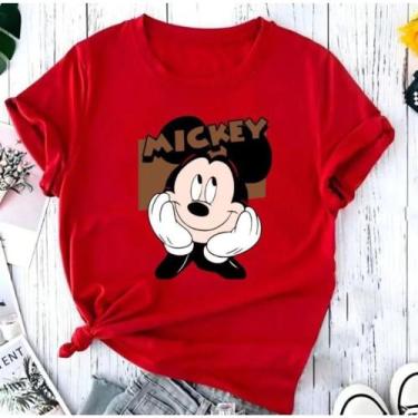 Imagem de Camiseta Feminina T-Shirt 100 % Algodão Estampada Mickey Mouse Casual 