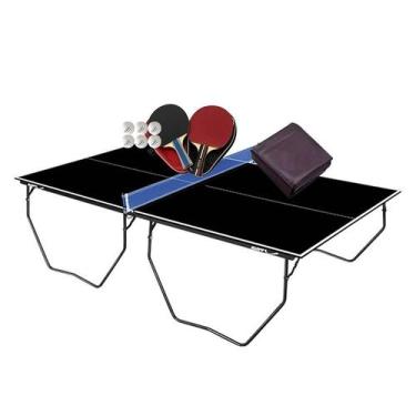 Imagem de MESA PING PONG PRETA MDP 15mm 1087 KLOPF + 2 Kits 5093 + Capa Slim