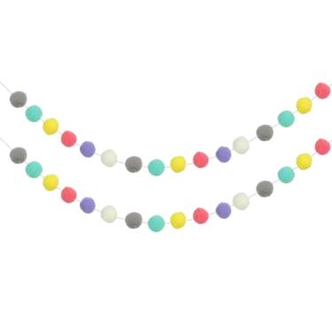 Imagem de PATIKIL 2 peças de guirlanda de pompom, faixa decorativa de 2 metros com 30 bolas de feltro para decoração de quarto de festa de aniversário, Dia das Bruxas, Ação de Graças, Natal, aniversário, festas