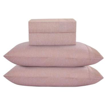 Imagem de Jogo de Lençol Queen Mesclado Micropercal 300 Fios Toque de Algodão 4 