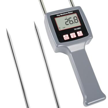 Imagem de Medidor de umidade de feno de precisão, detector de umidade de fardos de feno LCD digital, testador de umidade de feno portátil com sonda de umidade para nível de umidade de fardos de feno, faixa de 0