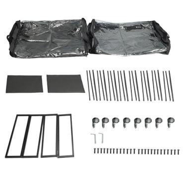 Imagem de Sob a cama Organizador de armazenamento de grande capacidade Pofada Rodas de rolamento de poeira Caixa de armazenamento de subordes multifuncionais para quarto pano de aço carbono