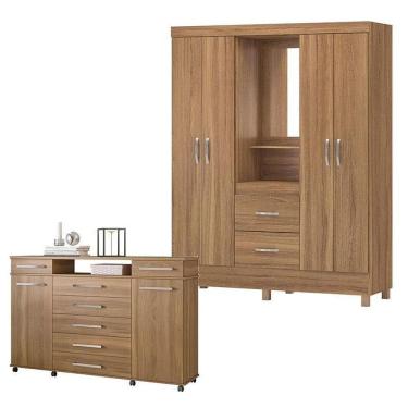Imagem de Cômoda London E Guarda Roupa Casal Lord Amêndola Touch - Demóbile