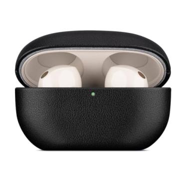 Imagem de LOPIE Capa de couro compatível com Sony WF-1000XM5, capa de couro napa totalmente embrulhada feita à mão projetada para fones de ouvido WF1000XM5 2023, capa rígida protetora para homens/mulheres