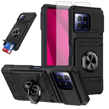 Imagem de Furiet Capa de telefone para T-Mobile Revvl 7 Pro 5G com protetor de tela de vidro temperado slots de cartão suporte de silicone amortecedor híbrido duas camadas defensor para Tmobile T Mobile Revel