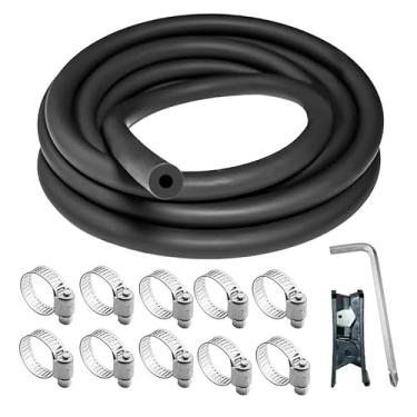 Imagem de Unicaravan Mangueira de vácuo de silicone 10FT ID 3/16" (5 mm), espessura da parede 4 mm, tubo preto fosco, com 10 braçadeiras, cortador de tubo, chave de fenda, uso marítimo e industrial automotivo