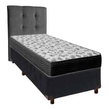 Imagem de Cama Box + Colchão Solteiro Ortobom D33 Iso100 + Cabeceira Estofada