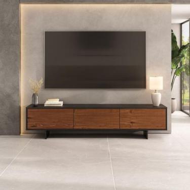 Imagem de Rack Preto Madeira TV 75 Para Sala Moderno 184 cm 3 Portas ARTO - IDIM