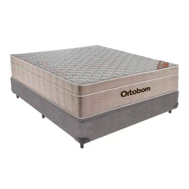 Imagem de Cama Base Box Casal Cinza Colchão Molas Ensacadas Airtech Spring 138x188 - Ortobom