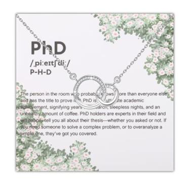 Imagem de UJIMS PHD Presentes de formatura para mulheres Doutor em Filosofia Colar com pingente de doutorado presente de aposentadoria PHD, 1, Aço inoxidável, Strass