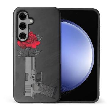 Imagem de yicomon Capa para celular compatível com Samsung Galaxy S25, estampa rosa na arma, capa de telefone fosca, durável, moderna, engraçada, capa protetora macia antiarranhões à prova de choque