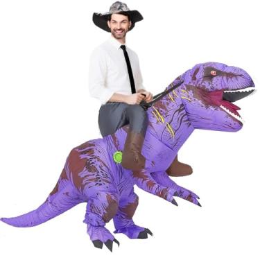 Imagem de MXoSUM Fantasia inflável de dinossauro para adultos, fantasia de dinossauro extravagante T-rex para cosplay, Roxa, for Adult Height: 150cm-200cm)