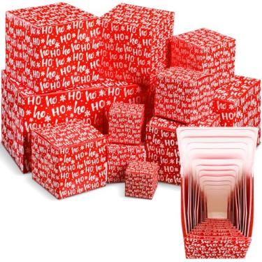 Imagem de TecUnite 12 peças de caixa de presente de brincadeira de Natal, caixas de presente engraçadas para embrulho de aniversário de Natal, 4 a 16 cm (Hohoho)