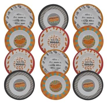 Imagem de Conjunto 12 Pratos Em Melamina Fundo Para Lanches Hot dog