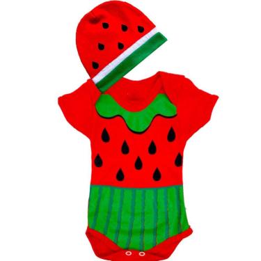 Imagem de Body Bebe Tematico Frutas Melancia + Touca