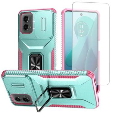 Imagem de Vavies Capa para Moto G 2024 5G, Motorola G Play 5G 2024 com protetor de tela de vidro temperado e capa deslizante para câmera, anel magnético para carro, capa à prova de choque para Motorola Moto G
