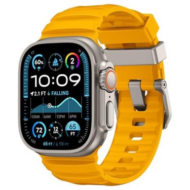 Imagem de NewWays Pulseira esportiva de borracha de silicone resistente para Apple Watch Ultra 2 de 49 mm, série 10, 46 mm, 45 mm e 44 mm, pulseira Rocky Point para iWatch Ultra séries 10, 9, 8, 7, 6, 5, 4 e SE