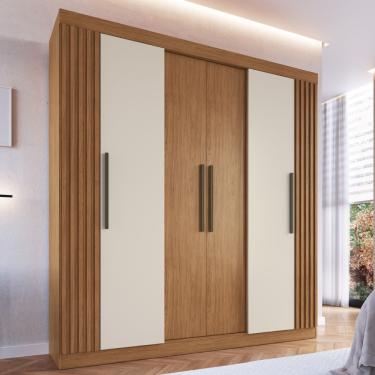 Imagem de Guarda Roupa Casal Ripado 6 Portas Fortaleza Faimec