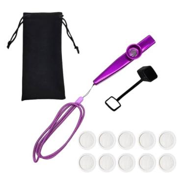 Imagem de JWQFBC Bolsa de Armazenamento de Flauta Kazoo com Corda de Pescoço Leve com Membranas Instrumento Musical para Concerto Premiado Presentes para Crianças, violeta